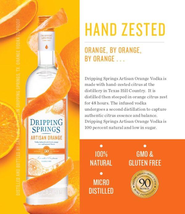 Artisan Orange Vodka Shelf Talker Dripping Springs Vodka