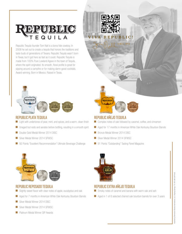 Republic Tequila Brand Sheet Dripping Springs Vodka